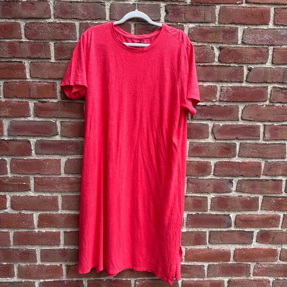Eileen Fisher $198 Organic Hemp Cotton Short Sleeve Dress Coral XS NEW - Picture 2 of 7